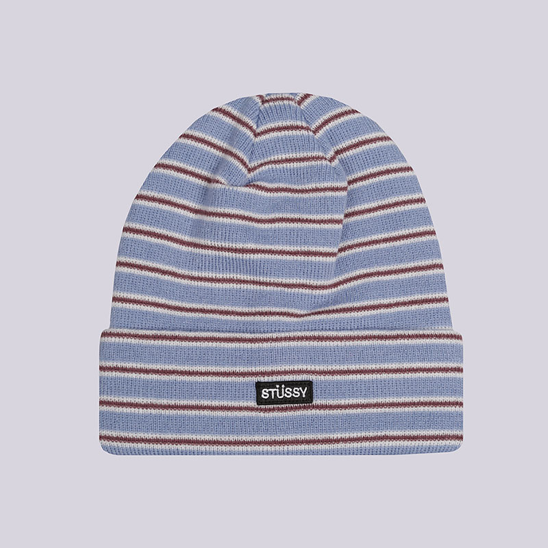 Шапка Stussy Striped FA18 Cuff Beanie (132897-blue)  - цена, описание, фото 1